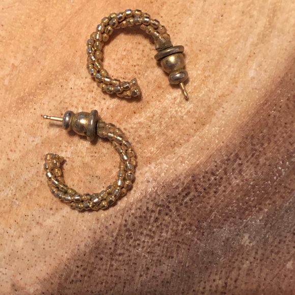 Vintage Small Pierced Gold Hoops - Picture 6 of 7